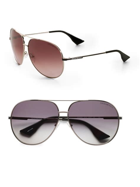 Emporio armani Metal Aviator Sunglasses in Gray for Men | Lyst