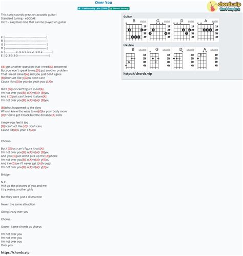 Hợp âm: Over You - cảm âm, tab guitar, ukulele - lời bài hát | chords.vip