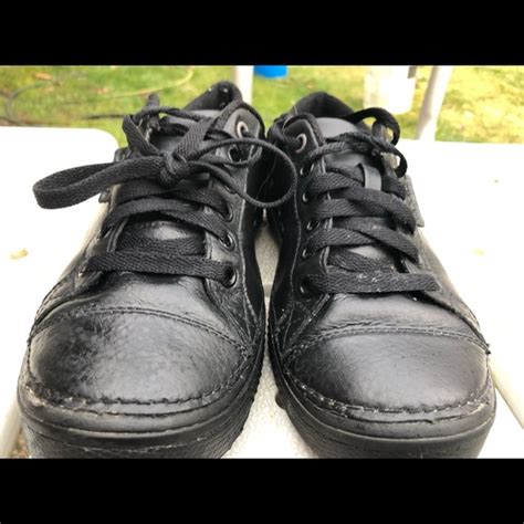 CROCS | Shoes | Crocs Black Leather Slip Resistant Work Shoes Sz 5 ...