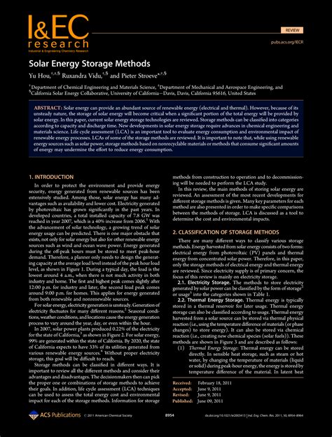 SOLUTION: Solar energy storage methods - Studypool