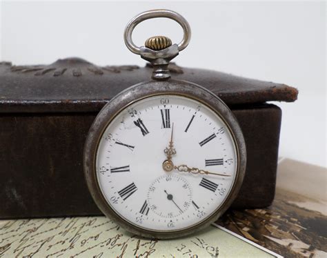 Antique Swiss Pocket Watch Porcelain Dial Vintage Men's | Etsy