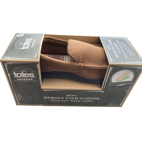 totes - Totes Toasties Men's Memory Foam Flannel Rubber Bottom Slippers with Soft Warm Lining ...