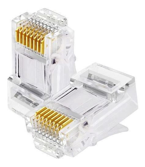 Kit Conector De Rede Rj45 8x8 Cat6 Chip Sce 100 Peças Plug | Mercado Livre