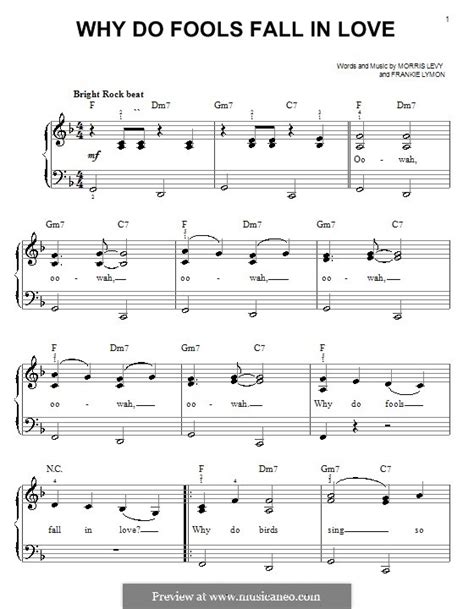 Why Do Fools Fall in Love by F. Lymon, M. Levy - sheet music on MusicaNeo