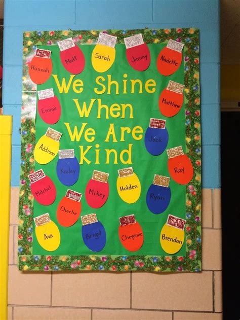 We shine when we are kind winter bulletin board | Christmas bulletin ...