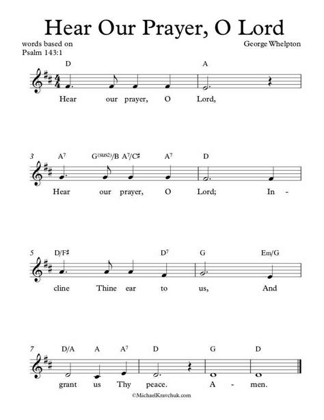 Free Lead Sheet – Hear Our Prayer, O Lord – Michael Kravchuk