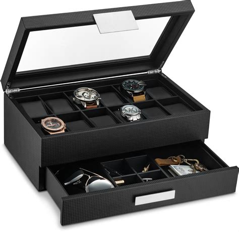 Buy Glenor CoGlenor Co Watch Box with Valet Drawer for Men - 12 Slot ...