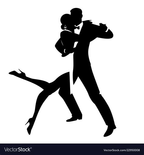 Silhouettes of elegant couple dancing romantic Vector Image