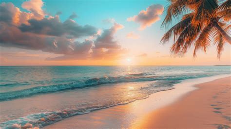 Tropical beach Wallpaper (Sunset, Serene) #11591