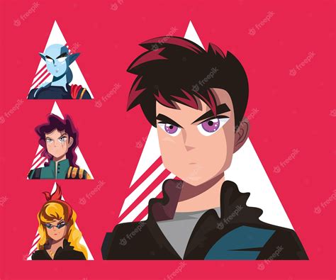 Premium Vector | Four anime characters