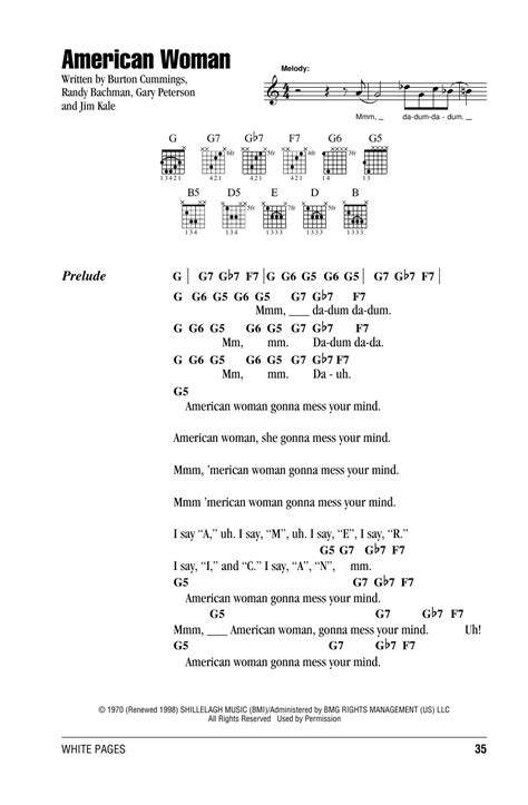 American Woman by The Guess Who - Guitar Chords/Lyrics - Guitar Instructor