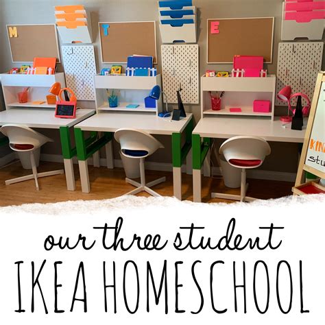 IKEA Homeschool Classroom with Colorful Student Desks