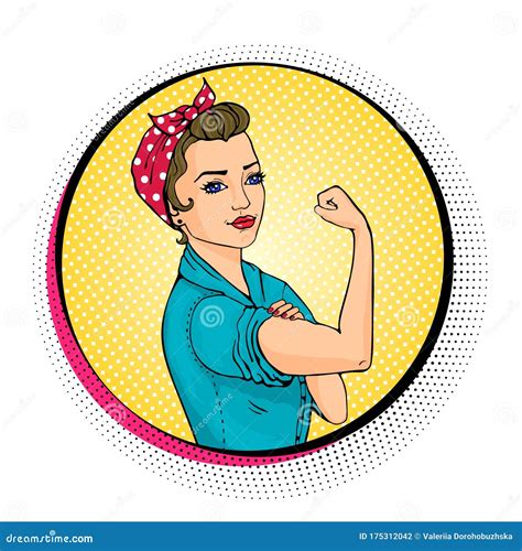 We Can Do it Pop Art Strong Girl in a Circle Stock Vector ...