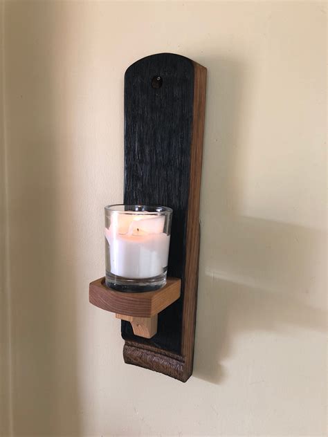 Wooden, Candle holder, wall sconce, made from a wine barrel, gothic, home decor, votive holder ...