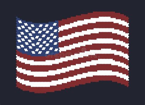 American Flag Pixel Art Illustration Stock Vector - Illustration of ...