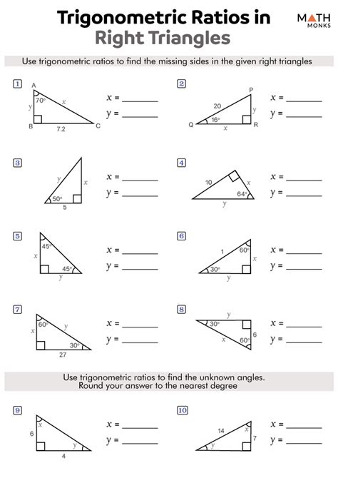 Trigonometry Ratios Practice Sheets