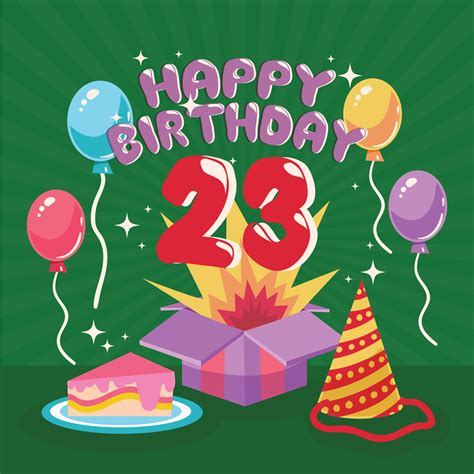 23th birthday greeting card template 11458843 Vector Art at Vecteezy