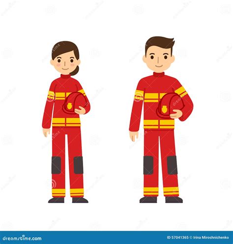 Firefighter Man And Woman Stock Vector - Image: 57041365