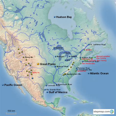 StepMap - North America 1700s - Landkarte für North America