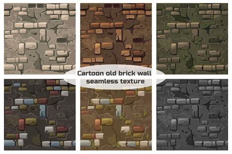 Premium Vector | Collection seamless pattern texture old crack brick wall