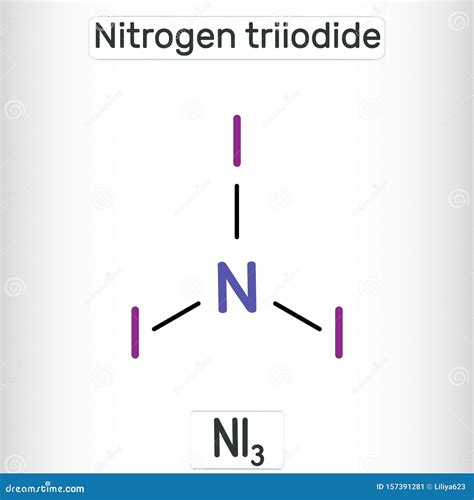 Nitrogen Triiodide, NI3 Molecule. Structural Chemical Formula and Molecule Model Stock Vector ...