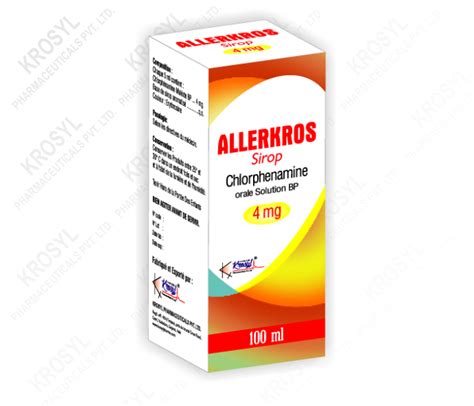 Chlorphenamine Maleate Syrup - Allerkros Syrup - Krosyl Pharmaceuticals ...