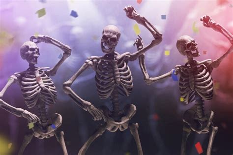 Premium Photo | Human skeleton dancing halloween theme