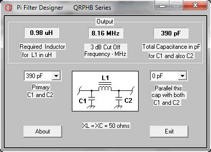 Download PI Filter – Designer simple 3 element 50 ohm input and output impedance | Xtronic