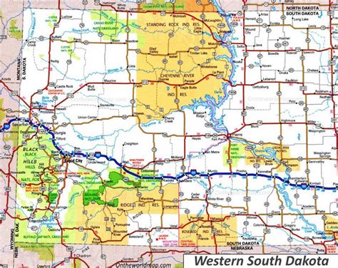 Map of Western South Dakota - Ontheworldmap.com