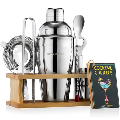 Buy Mixology Bartender Kit with Stand | Silver Bar Set Cocktail Shaker ...