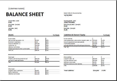 Download Free Balance Sheet Templates in Excel