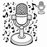 Microphone With musical Notes coloring Page Lulu Pages sketch template