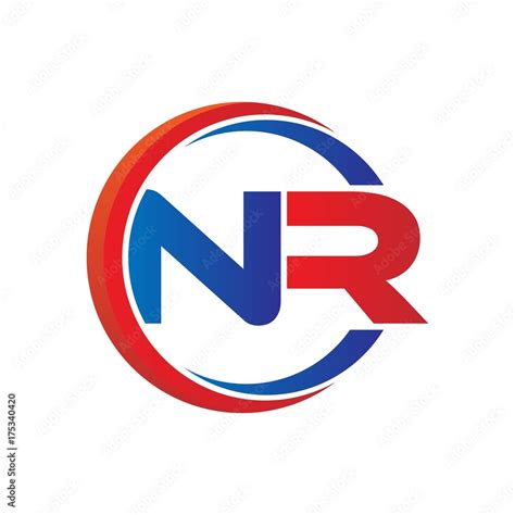 nr logo vector modern initial swoosh circle blue and red Stock Vector ...