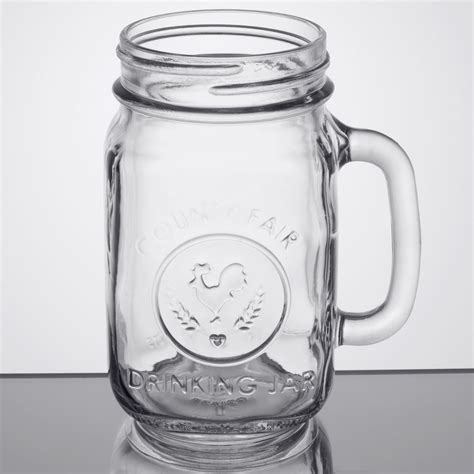 Libbey "County Fair" Mason Jar Drinking Glasses with Handle - 16 oz 12/Case