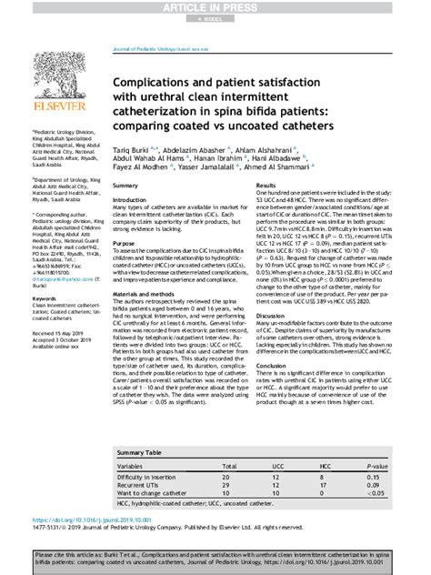 (PDF) Complications and patient satisfaction with urethral clean intermittent catheterization in ...