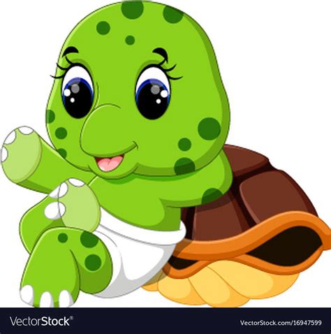 Cute turtle cartoon Royalty Free Vector Image - VectorStock | Cute baby turtles, Cute turtle ...