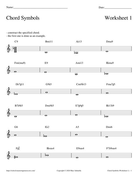 Chord Symbols (Worksheet 1) Sheet music for Piano (Solo) | Musescore.com