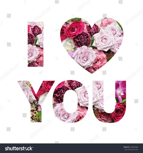 Love Message Love You Filled Flowers Stock Illustration 138304085 ...