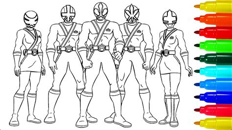 Power Rangers Samurai Coloring Pages | Colouring Pages for Kids with Colored Markers - YouTube