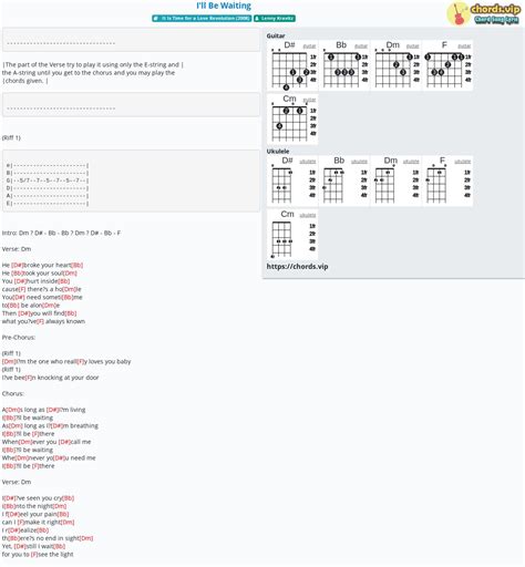 Chord: I'll Be Waiting - tab, song lyric, sheet, guitar, ukulele ...