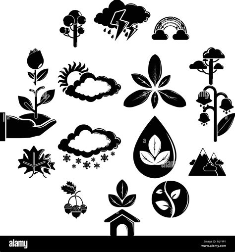 Nature icons set symbols, simple style Stock Vector Image & Art - Alamy