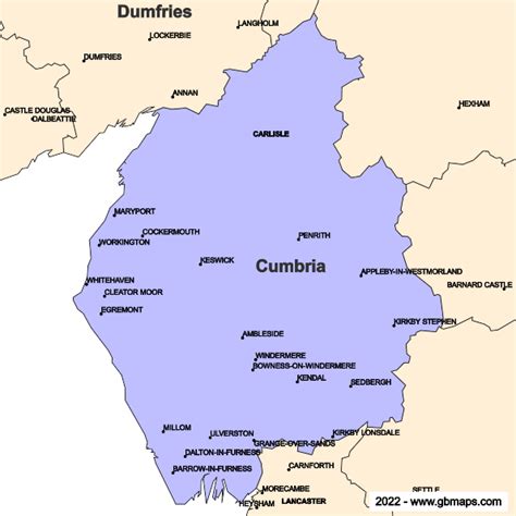 Cumbria County Boundaries Map