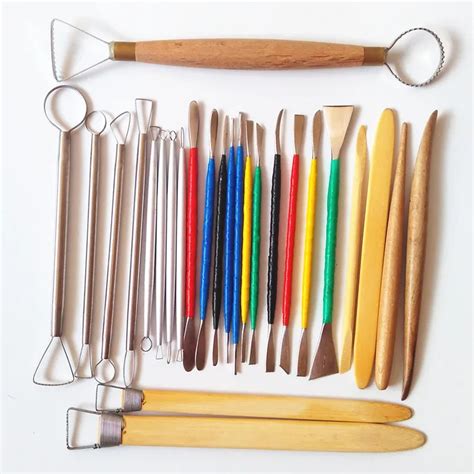 26pcs Metal Wood Plasticine Colored Clay Tool Mold Kit Set tool Chisel DIY Playdough Toys Fimo ...