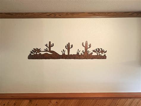 Cactus artwork. Arizona wall art. Rustic desert scene. Sonoran desert ...