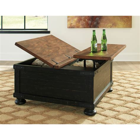 Signature Design by Ashley Valebeck Two-Tone Finish Storage Square Lift Top Cocktail Table ...