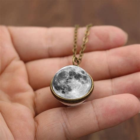 Full Moon Pendant 3D Necklace Realistic Moon Necklace Science | Etsy