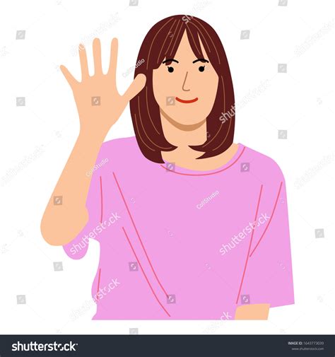 Girl Hello Gesture Design Vector Flat Stock Vector (Royalty Free) 1643773039 | Shutterstock