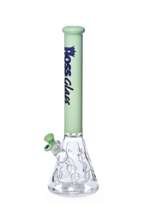 Hoss Glass Holey Beaker Bong with Colored Top and Clear Inner Section