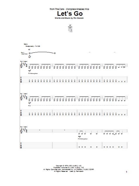 Let's Go by The Cars Sheet Music for Guitar Tab at Sheet Music Direct