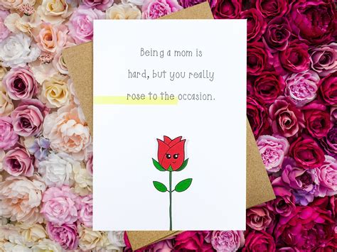 Rose to the Occasion Pun Greeting Card Funny Cute Mother's Day Card ...